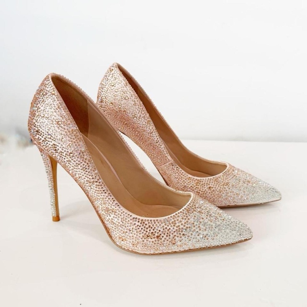 Aldo high heels ombré sparkly soft pink beige size 8 women's.Fashion wedding y2k